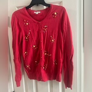 Red Beaded Women's Sweater